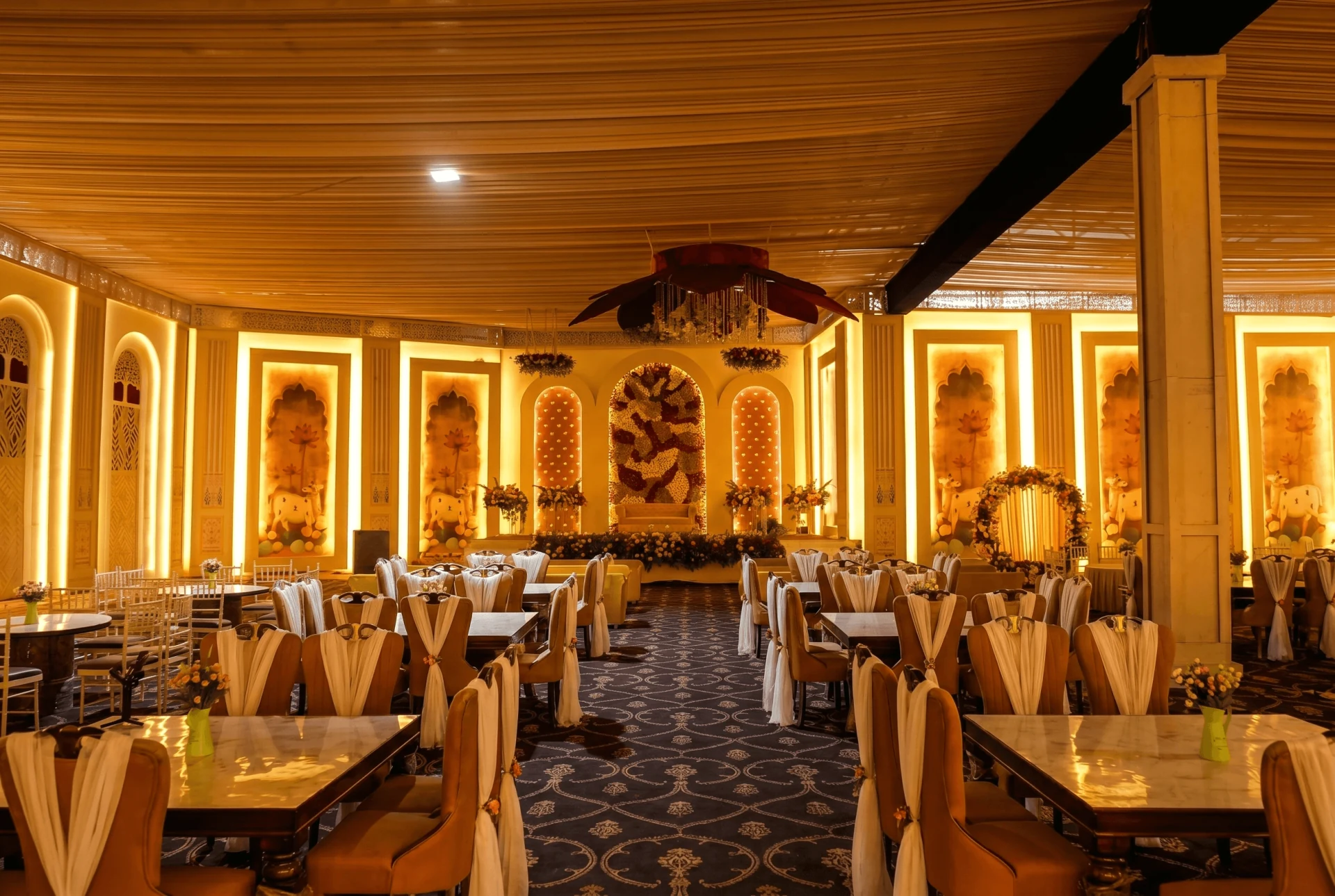 Grand banquet hall at Raaj Palace